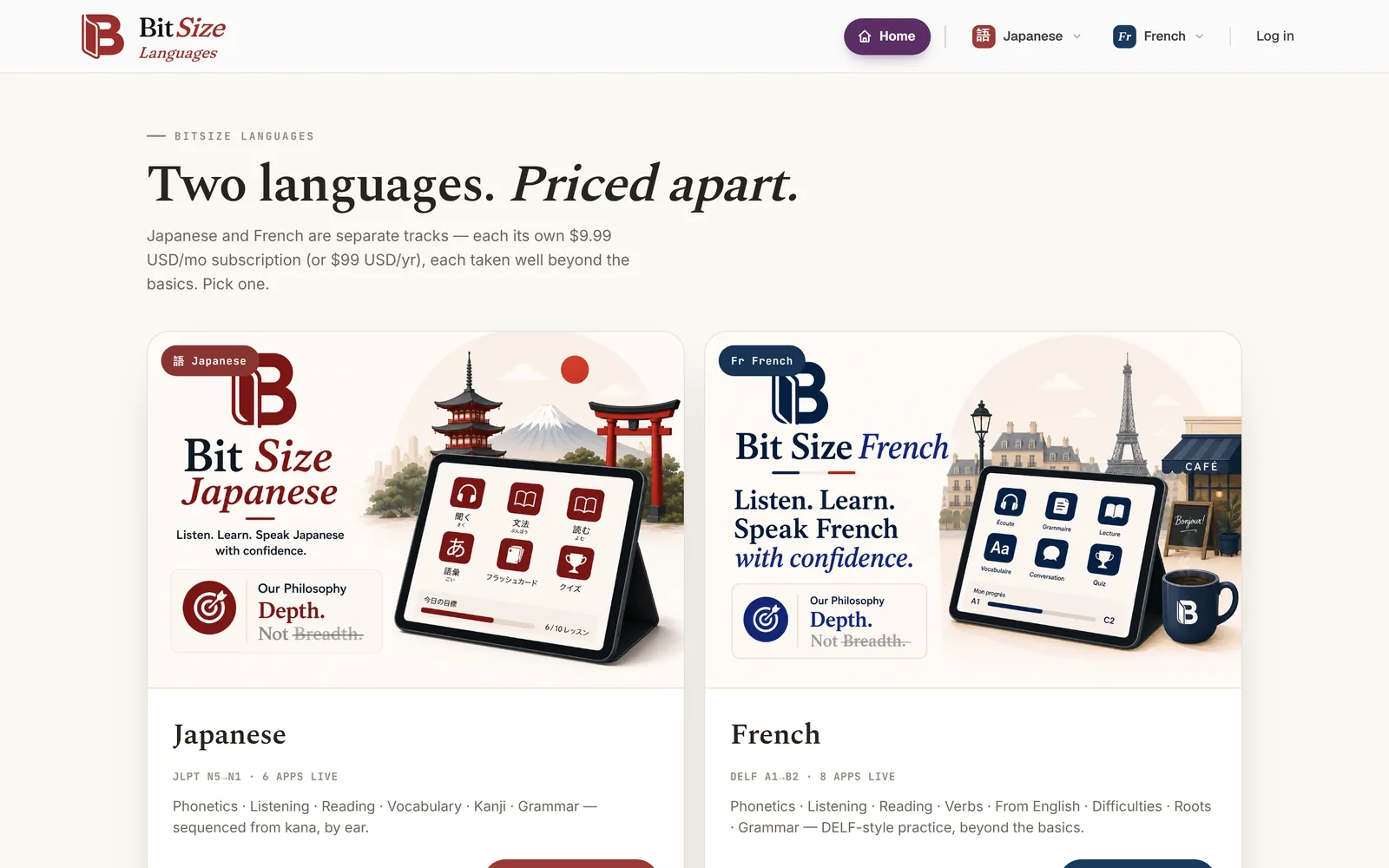 BitSize Languages home page